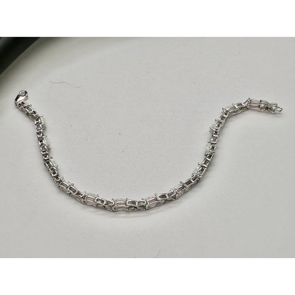 XO Infinity Bracelet Lab Created Opal and Diamond Accent in Sterling Silver Sett - Picture 6 of 7